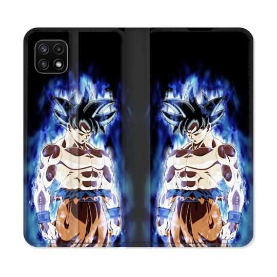 Housse cuir portefeuille Pour Samsung Galaxy A22 5G Manga Dragon Ball Sangoku Noir