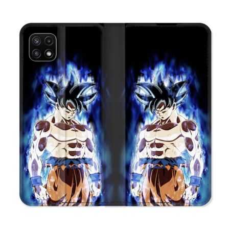 Housse cuir portefeuille Pour Samsung Galaxy A22 5G Manga Dragon Ball Sangoku Noir