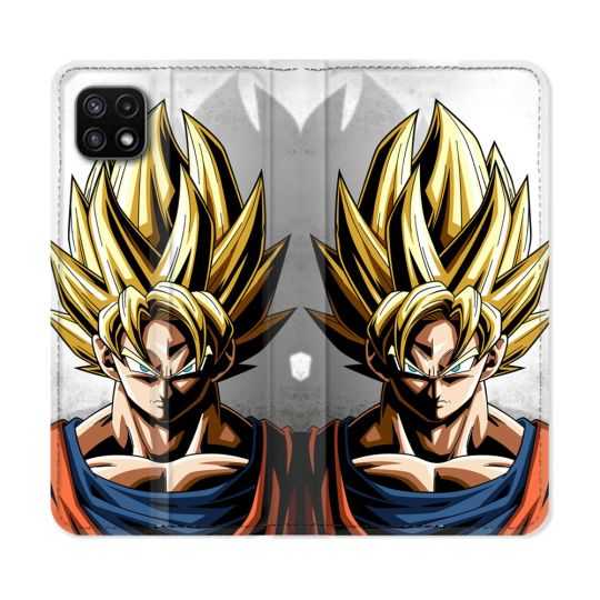 Housse cuir portefeuille Pour Samsung Galaxy A22 5G Manga Dragon Ball Sangoku Portrait