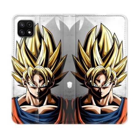 Housse cuir portefeuille Pour Samsung Galaxy A22 5G Manga Dragon Ball Sangoku Portrait
