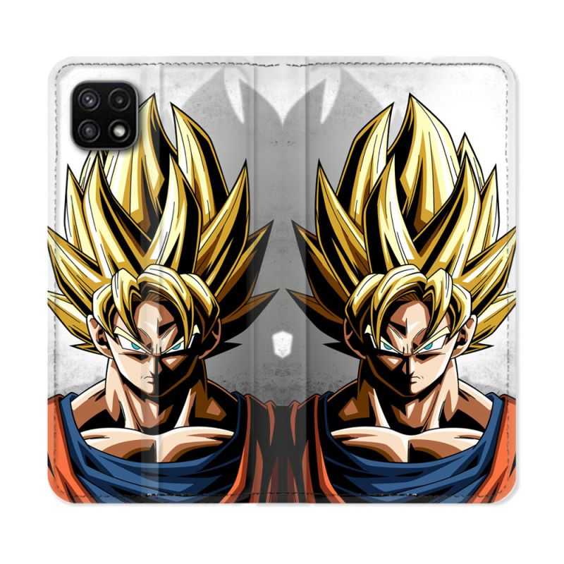 Housse cuir portefeuille Pour Samsung Galaxy A22 5G Manga Dragon Ball Sangoku Portrait