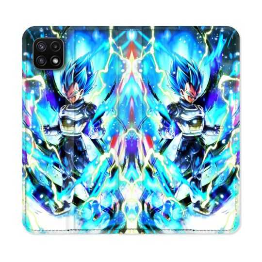 Housse cuir portefeuille Pour Samsung Galaxy A22 5G Manga Dragon Ball Vegeta Bleu