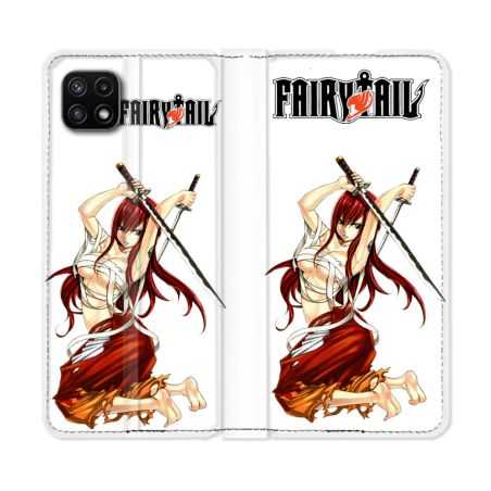 Housse cuir portefeuille Pour Samsung Galaxy A22 5G Manga Fairy Tail Erza