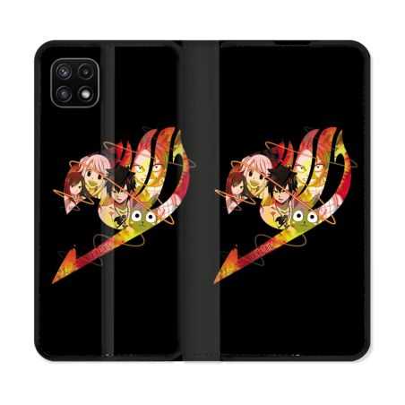 Housse cuir portefeuille Pour Samsung Galaxy A22 5G Manga Fairy Tail Logo Noir
