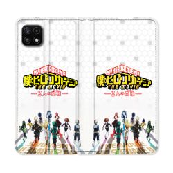 Housse cuir portefeuille Pour Samsung Galaxy A22 5G Manga My Hero Academia Blanc