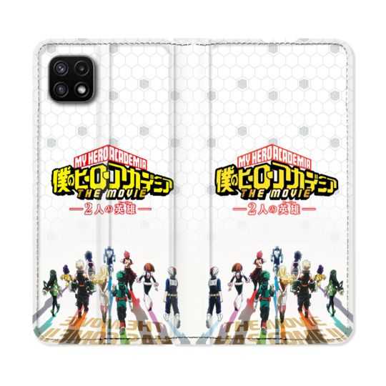 Housse cuir portefeuille Pour Samsung Galaxy A22 5G Manga My Hero Academia Blanc