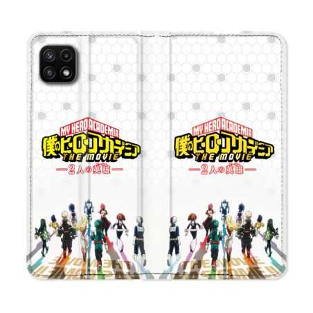 Housse cuir portefeuille Pour Samsung Galaxy A22 5G Manga My Hero Academia Blanc