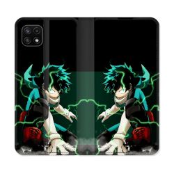 Housse cuir portefeuille Pour Samsung Galaxy A22 5G Manga My Hero Academia Deku