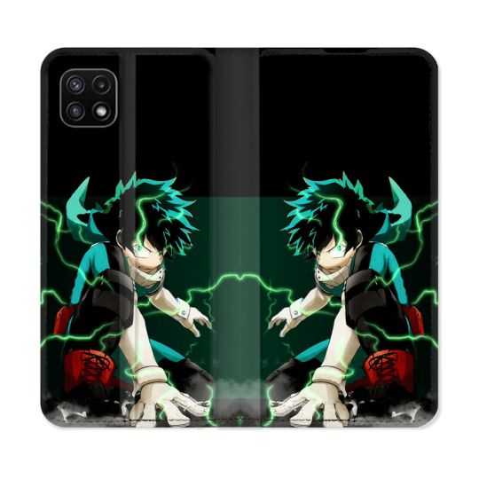 Housse cuir portefeuille Pour Samsung Galaxy A22 5G Manga My Hero Academia Deku