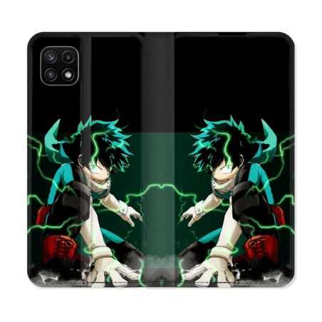 Housse cuir portefeuille Pour Samsung Galaxy A22 5G Manga My Hero Academia Deku