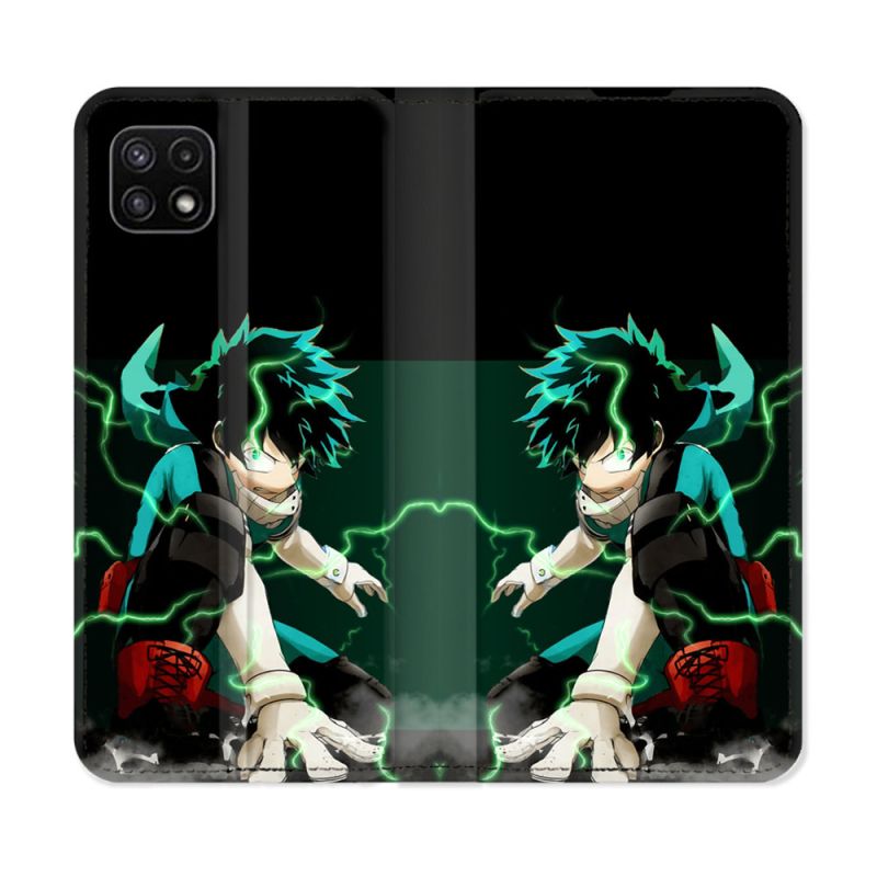 Housse cuir portefeuille Pour Samsung Galaxy A22 5G Manga My Hero Academia Deku