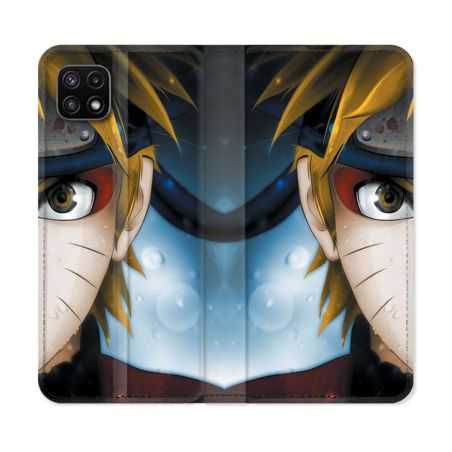 Housse cuir portefeuille Pour Samsung Galaxy A22 5G Manga Naruto Blanc