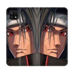 Housse cuir portefeuille Pour Samsung Galaxy A22 5G Manga Naruto Itachi Visage