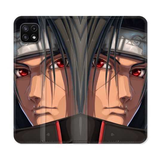 Housse cuir portefeuille Pour Samsung Galaxy A22 5G Manga Naruto Itachi Visage