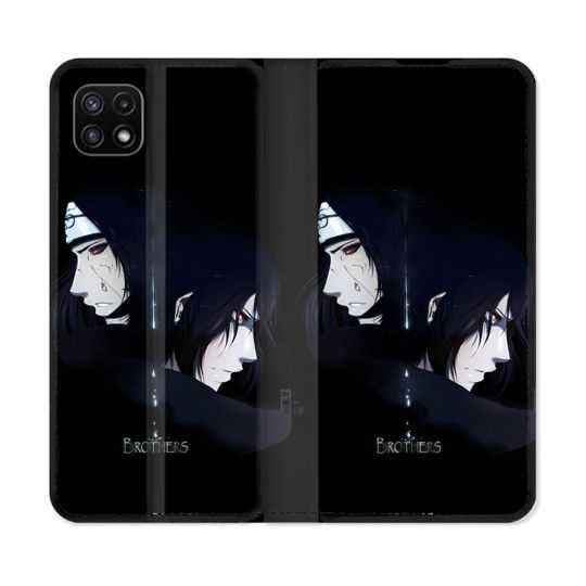 Housse cuir portefeuille Pour Samsung Galaxy A22 5G Manga Naruto Sasuke Itachi