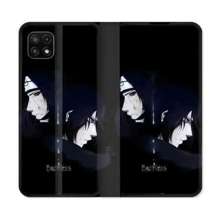 Housse cuir portefeuille Pour Samsung Galaxy A22 5G Manga Naruto Sasuke Itachi