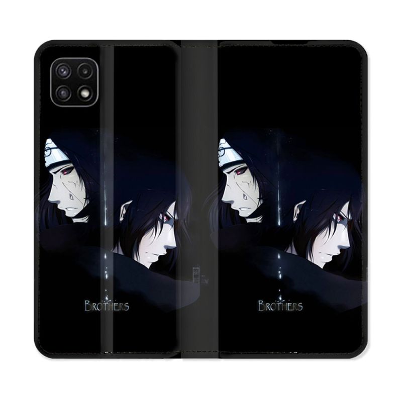 Housse cuir portefeuille Pour Samsung Galaxy A22 5G Manga Naruto Sasuke Itachi