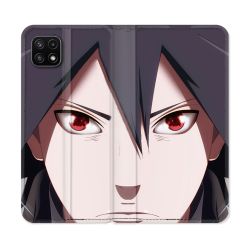 Housse cuir portefeuille Pour Samsung Galaxy A22 5G Manga Naruto Sasuke visage