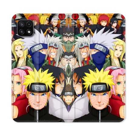 Housse cuir portefeuille Pour Samsung Galaxy A22 5G Manga Naruto Team