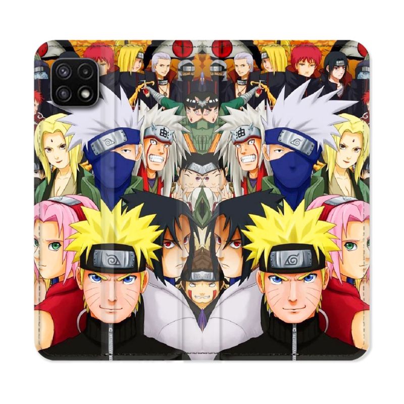 Housse cuir portefeuille Pour Samsung Galaxy A22 5G Manga Naruto Team