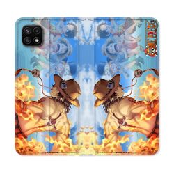 Housse cuir portefeuille Pour Samsung Galaxy A22 5G Manga One Piece Ace Color