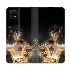 Housse cuir portefeuille Pour Samsung Galaxy A22 5G Manga One Piece Ace Noir