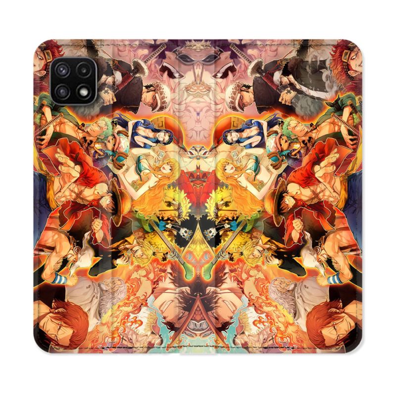 Housse cuir portefeuille Pour Samsung Galaxy A22 5G Manga One Piece Nakama