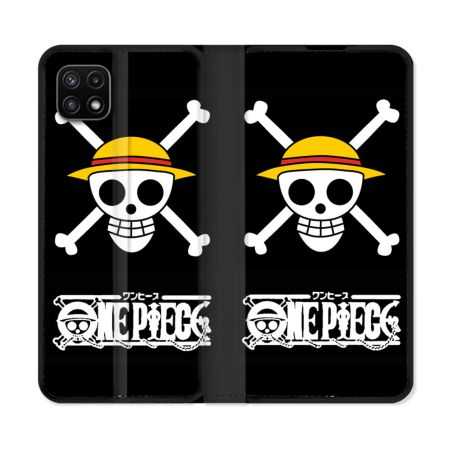 Housse cuir portefeuille Pour Samsung Galaxy A22 5G Manga One Piece Tete de Mort