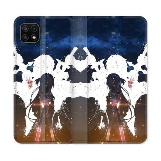 Housse cuir portefeuille Pour Samsung Galaxy A22 5G Manga SAO sword Art Online Asuna