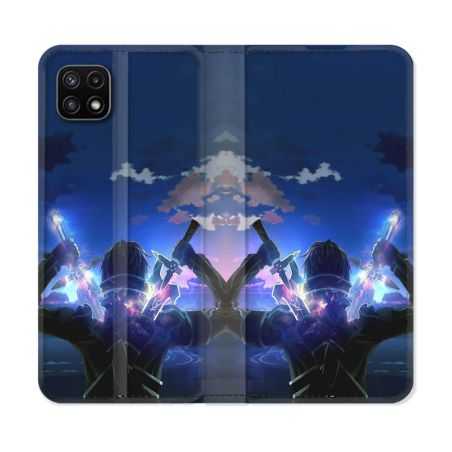 Housse cuir portefeuille Pour Samsung Galaxy A22 5G Manga SAO sword Art Online Epee