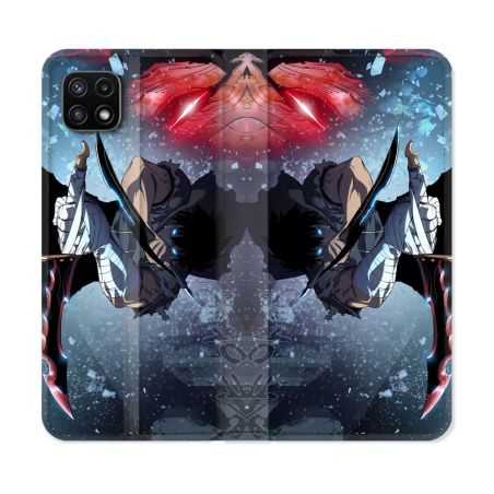 Housse cuir portefeuille Pour Samsung Galaxy A22 5G Manga Solo Leveling Sung Epee