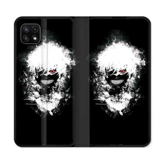 Housse cuir portefeuille Pour Samsung Galaxy A22 5G Manga Tokyo Ghoul Kaneki Tag