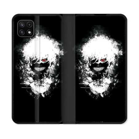 Housse cuir portefeuille Pour Samsung Galaxy A22 5G Manga Tokyo Ghoul Kaneki Tag