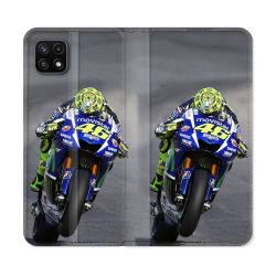 Housse cuir portefeuille Pour Samsung Galaxy A22 5G Moto Course GP Wheeling 46