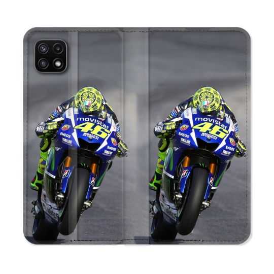 Housse cuir portefeuille Pour Samsung Galaxy A22 5G Moto Course GP Wheeling 46