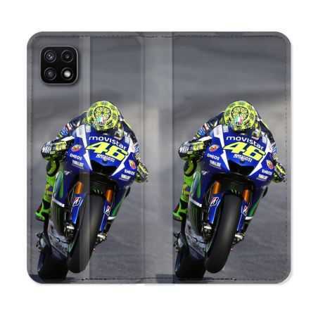 Housse cuir portefeuille Pour Samsung Galaxy A22 5G Moto Course GP Wheeling 46