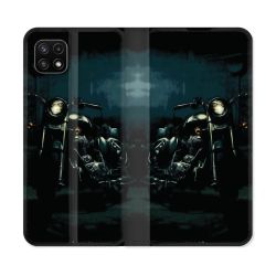 Housse cuir portefeuille Pour Samsung Galaxy A22 5G Moto Harley Vintage