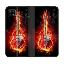 Housse cuir portefeuille Pour Samsung Galaxy A22 5G Musique Guitare Electrique