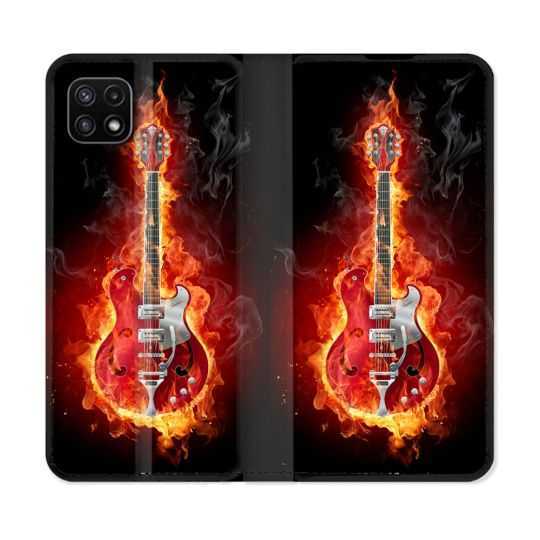 Housse cuir portefeuille Pour Samsung Galaxy A22 5G Musique Guitare Electrique