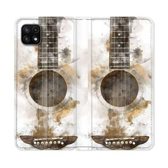 Housse cuir portefeuille Pour Samsung Galaxy A22 5G Musique Guitare Tag