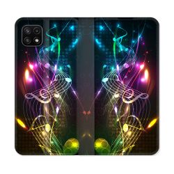 Housse cuir portefeuille Pour Samsung Galaxy A22 5G Musique Partition Multicolore