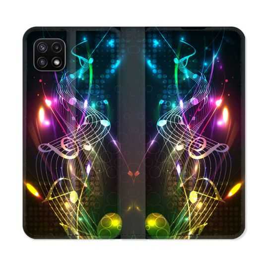 Housse cuir portefeuille Pour Samsung Galaxy A22 5G Musique Partition Multicolore