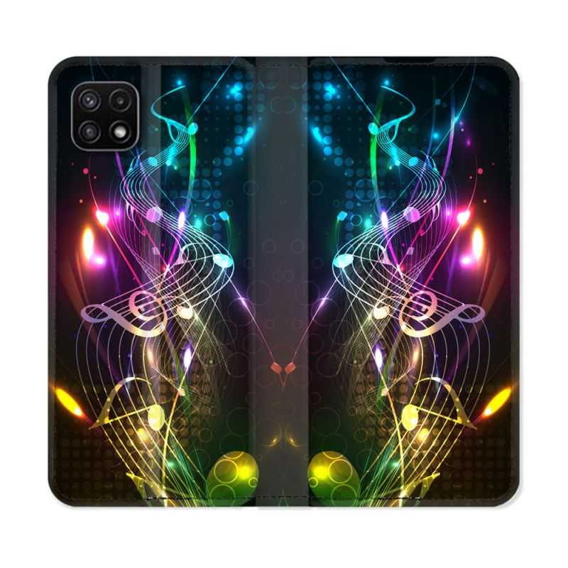 Housse cuir portefeuille Pour Samsung Galaxy A22 5G Musique Partition Multicolore