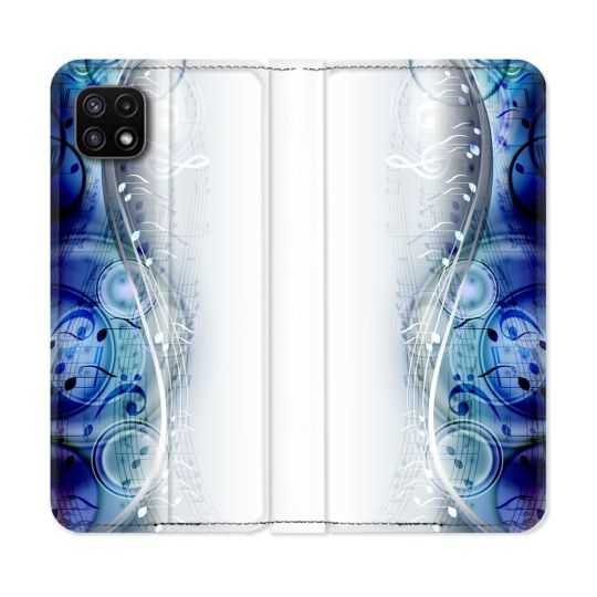 Housse cuir portefeuille Pour Samsung Galaxy A22 5G Musique Partition Vague