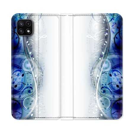 Housse cuir portefeuille Pour Samsung Galaxy A22 5G Musique Partition Vague