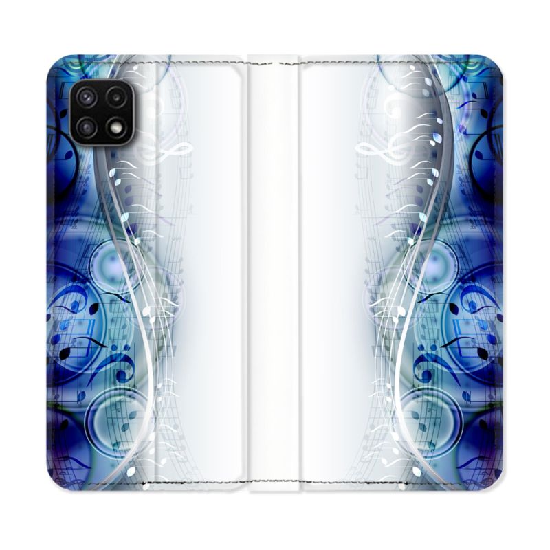 Housse cuir portefeuille Pour Samsung Galaxy A22 5G Musique Partition Vague