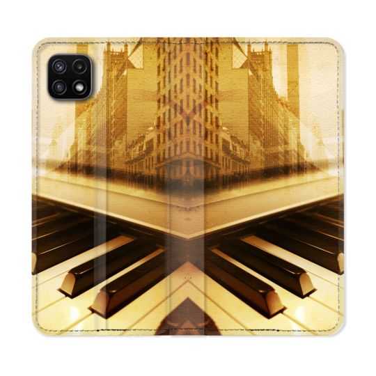 Housse cuir portefeuille Pour Samsung Galaxy A22 5G Musique Piano Retro