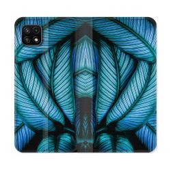 Housse cuir portefeuille Pour Samsung Galaxy A22 5G Nature Feuille Palmier