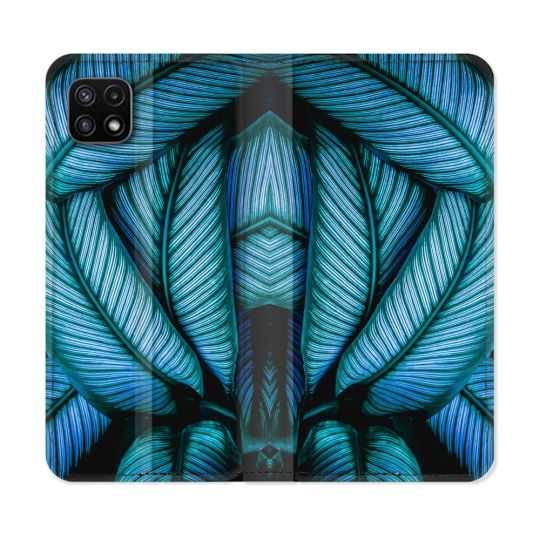 Housse cuir portefeuille Pour Samsung Galaxy A22 5G Nature Feuille Palmier