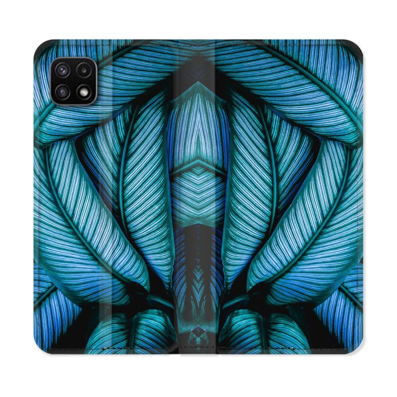Housse cuir portefeuille Pour Samsung Galaxy A22 5G Nature Feuille Palmier